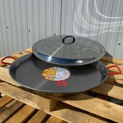 Plat à Paella Garcima acier 55cm + couvercle inox pour 16 personnes