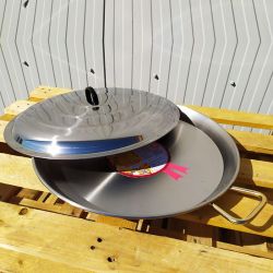Plat à Paella 65cm en inox + couvercle inox pour 25 personnes 
