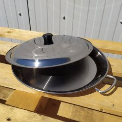 Plat à Paella inox 28cm spécial induction + couvercle pour 3 personnes