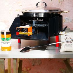 Kit à paella -bbq40 pour 16 personnes - Plat inox - Couvercle