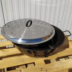 Poêle creuse émaillée 55cm Garcima - 23.75 litres avec couvercle INOX