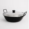 Poêle creuse émaillée 30 cm avec couvercle Inox - Garcima