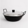 Poêle creuse émaillée 45cm avec couvercle Inox - Garcima
