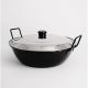 Poêle creuse émaillée 32cm avec couvercle Inox - Garcima