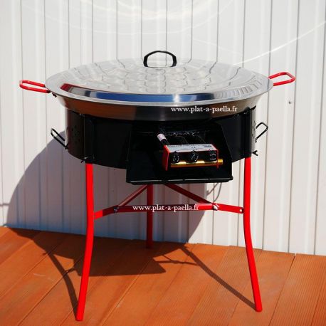 Kit à paella - BBQ70 pour 40 personnes - Plat inox avec couvercle inox
