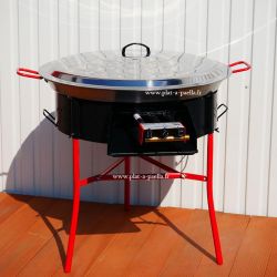 Kit à paella - BBQ70 pour 40 personnes - Plat inox avec couvercle inox