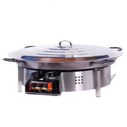 Mini kit à paella - 50 personnes - Pare-flamme inox - Plat acier - couvercle