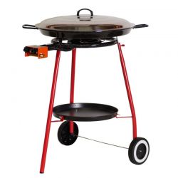 Kit à paella sur roues - poêle émaillée avec couvercle inox 16 personnes