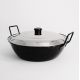 Poêle creuse émaillée 28cm avec couvercle Inox - Garcima