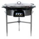 Kit à paella - 120 personnes - Pare-flamme inox - Plat acier - veilleuse - thermocouple - couvercle