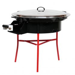 Kit à paella - BBQ60 pour 25 personnes - Plat émaillé 65cm avec couvercle inox