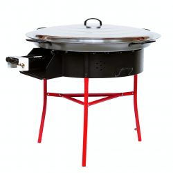 Kit à paella PRO - BBQ60 pour 40 personnes - Plat acier avec couvercle inox