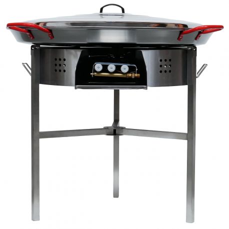 Kit à paella 50 personnes - Pare-flammes inox - Plat acier - veilleuse - thermocouple