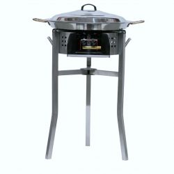 Kit à paella - Pare-flammes inox - 30 personnes - Plat et couvercle inox