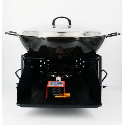 Kit Poêle creuse - BBQ40 pour 50 personnes - Plat creux émaillé 60cm - Couvercle