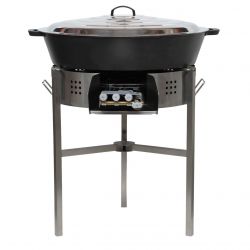 Kit tartiflette - pare flammes 80cm Inox - Plat fonte 80cm sur table - thermocouple pro