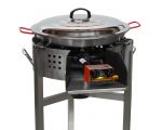 Kit paella Classique - Pare-flammes 60cm inox - 25 personnes - Plat acier 65cm avec couvercle inox