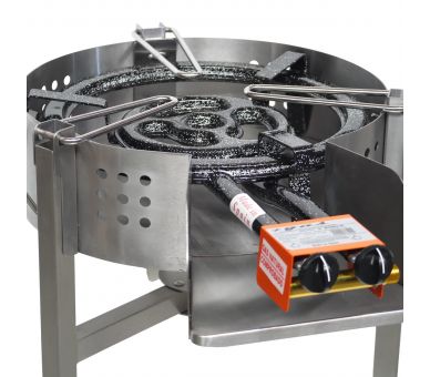 Kit paella thermocouple - Pare-flammes 60cm inox - 30 personnes - Plat acier 70cm avec couvercle inox