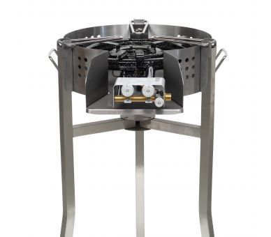 Kit paella Classique - Pare-flammes 60cm inox - 25 personnes - Plat acier 65cm avec couvercle inox