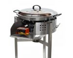 Kit paella thermocouple - Pare-flammes 60cm inox - 30 personnes - Plat pata negra 70cm avec couvercle inox