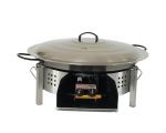Kit paella Surpuissant - Pare-flammes plan de travail 60cm inox - 30 personnes - Plat pata negra 70cm avec couvercle inox