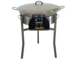 Kit paella thermocouple - Pare-flammes 60cm inox - 30 personnes - Plat inox 70cm avec couvercle inox