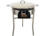 Kit paella Surpuissant - Pare-flammes 60cm inox - 30 personnes - Plat émaillé 70cm avec couvercle inox