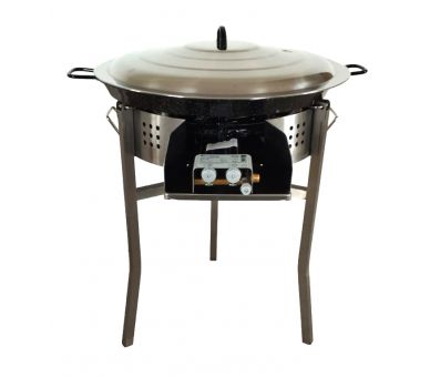 Kit à paella - BBQ45inox pour 12 personnes - Plat anti-adhérent - Couvercle inox - Thermocouple