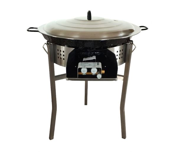 Kit à paella - BBQ45inox pour 12 personnes - Plat anti-adhérent - Couvercle inox - Thermocouple